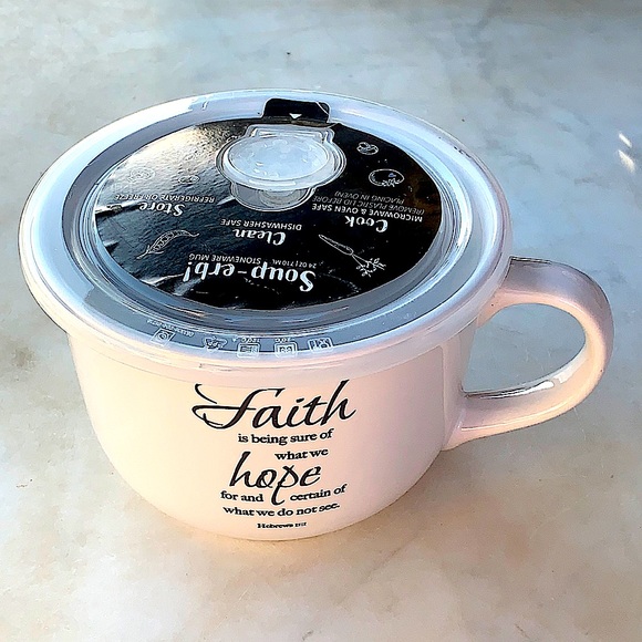 HOME ESSENTIALS SOUP ERB MUG FAITH HOPE HEBREWS 11:1 - Picture 3 of 7